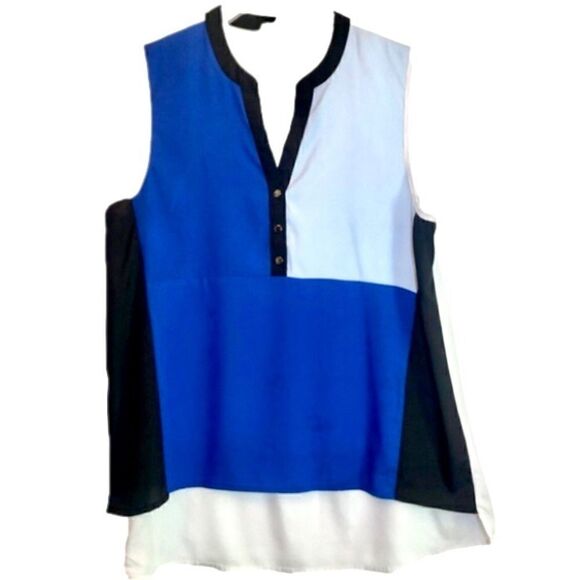 Ivanka Trump Colorblocked A-Line Sleeveless Top with Hi/Low Hem Women’s M - Picture 2 of 6